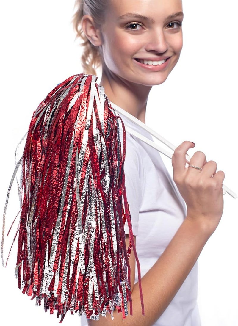 Anderson's Metallic Foil Textured School Spirit Shakers, Cheerleader Pom Poms, Football, Basketball, Homecoming Squad, Team, Party, Dance, Club, Performance, Fan Celebration Pack of 10 - Image 2